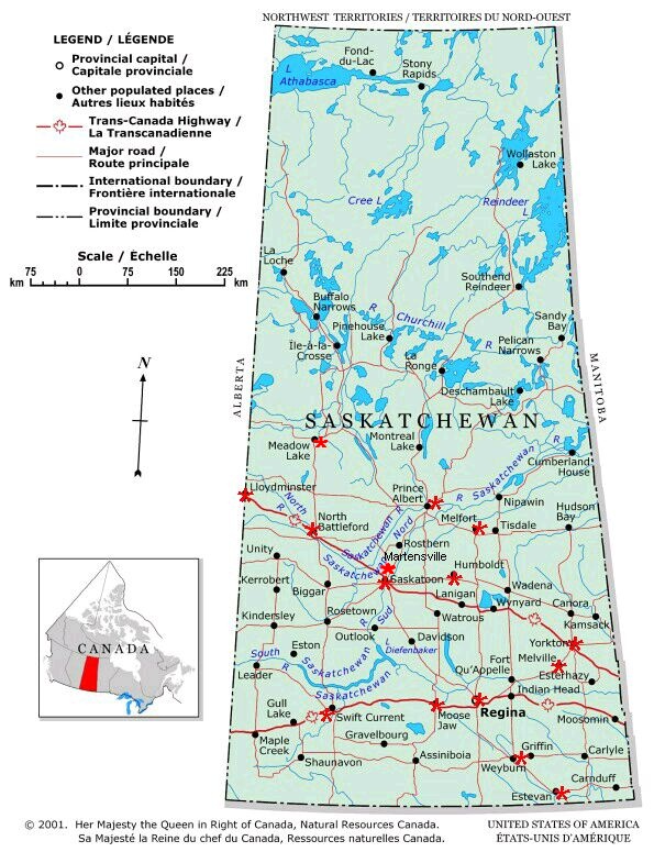 map of Saskatchewan